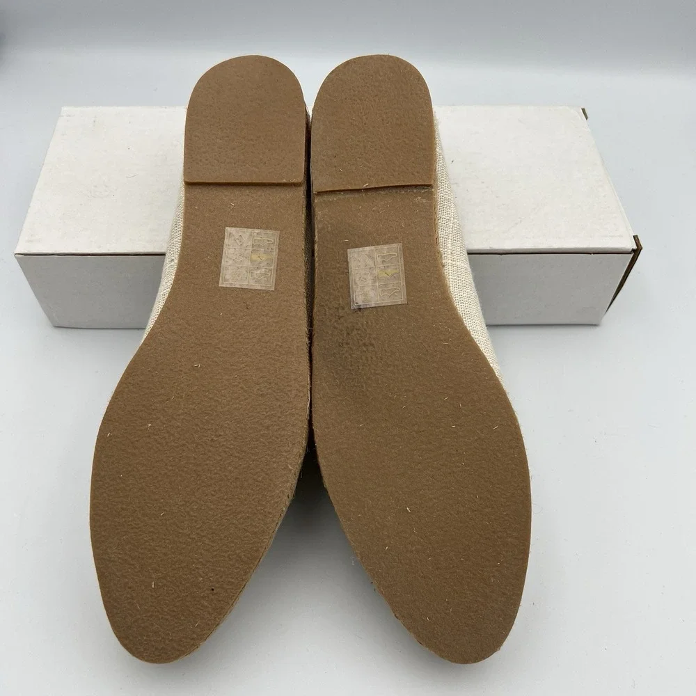 Jack Rogers Audrey Slip On LineneEspadrille Flats Ivory,‎ Women's Size 9.5
